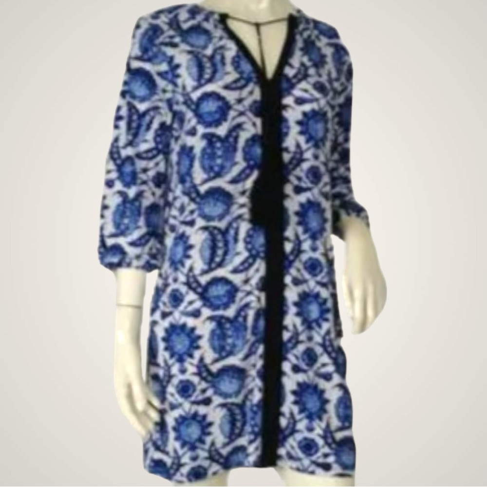 MICHAEL KORS TASSEL TIE FLORAL TUNIC SHIFT DRESS - S/S- WOMENS -EUC
